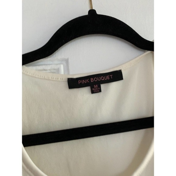 Pink Bouquet Shirt Tank Top Size S Medium - Cream/sheer with lining Lace Summer - Picture 2 of 4